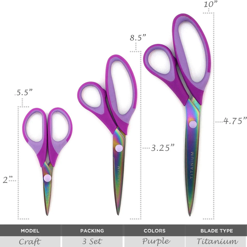 JubileeYarn Titanium Softgrip Scissors Set for Sewing, Arts, Crafts, Office -... - Image 3 of 4