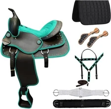 Western Barrel Synthetic Cordura Horse Saddle with all set incuding saddle pad