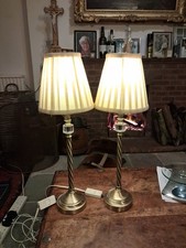 Pair Of Laura Ashley  Brushed Brass Table Lamps With Shades 49cm Tall