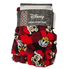 Disney Unisex 2XL Mens Womens Mickey Buffalo Plaid Fleece Sleep Pants Christmas