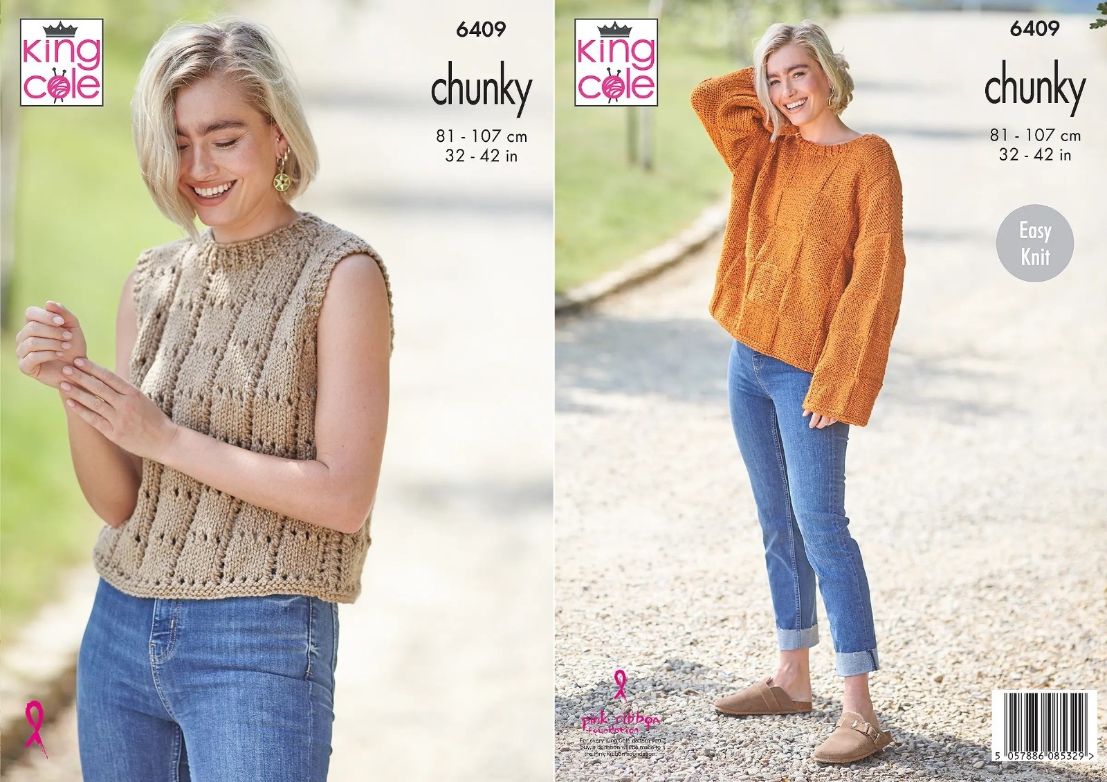 King Cole Chunky Knitting Pattern - 6409 Ladies Tank Top & Sweater (2 Designs)