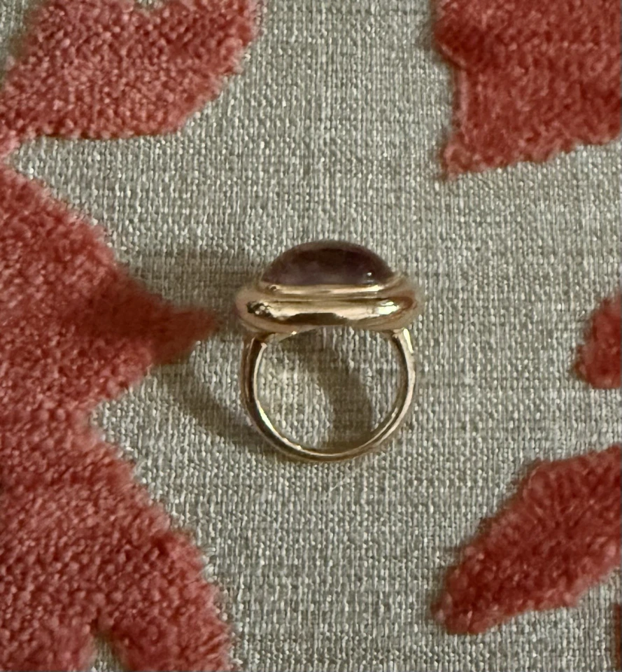 18k Solid Yellow Gold Cabochon Lilac Tourmaline Power Pink Ring Arielle Ratner - Image 4 of 4