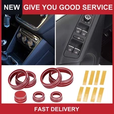 Pack of 7 For VW Atlas SE 18-22 AC Media Volume Control Switch Knob Cover Red