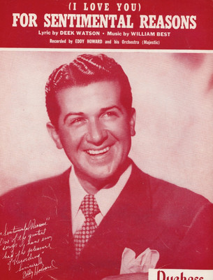 1946 I Love You For Sentimental Reasons Vintage Sheet Music Eddy Howard