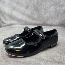 Dance Class Girls Tap Shoes Black Mary Jane Patent Leather Size 1 MJ101