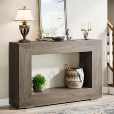 47-Inch Console Table, Farmhouse Wooden Entryway Console Table with Storage