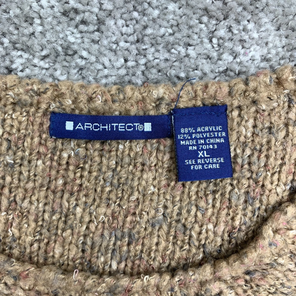 Suéter de punto jaspeado Architect XL tostado cuerda cintura cuello redondo Foto 3 de 4