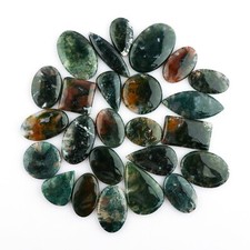 Moss Agate Gemstones Cabochons Jewelry Supply Loose Crystals Wire Wrapping 100ct