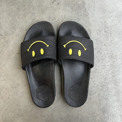 Chinatown Market Smiley Sherpa Slide Black Sandals Slides  display picture 2