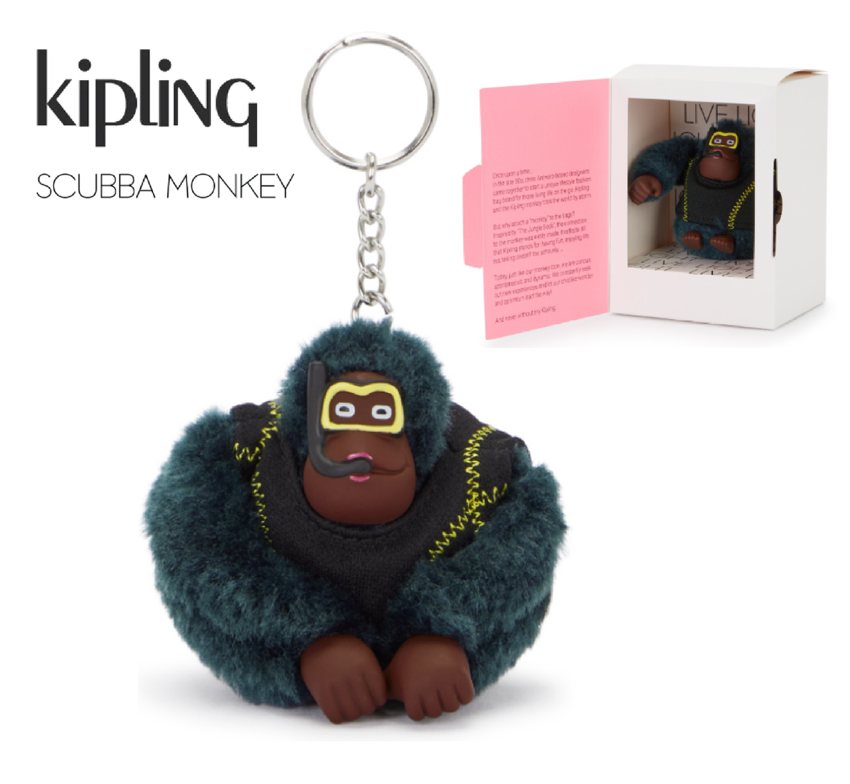 KIPLING Scubba Monkey Keyring DIVER True Blue Genuine Certificate *Paid  US-duty