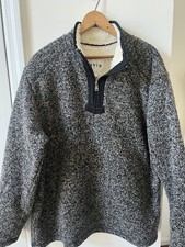 Orvis Men's Sz L 1/4 Zip Sherpa Lined Pullover Sweater Black/Gray Heavy Outdoor