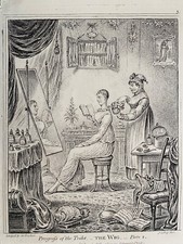 1810 (1849) Antique Print; Progress of the Toilet - the Wig by James Gillray