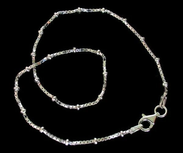 Italian 10" 925 Sterling Silver Bead On Box Anklet (3.1 Grams) 9992 - Image 2 of 2