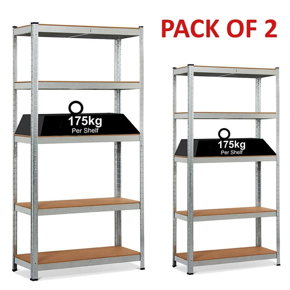 5 Tier Racking Shelf Heavy Duty Garage Shelving Storage Shelves Unit 180x90x40cm
