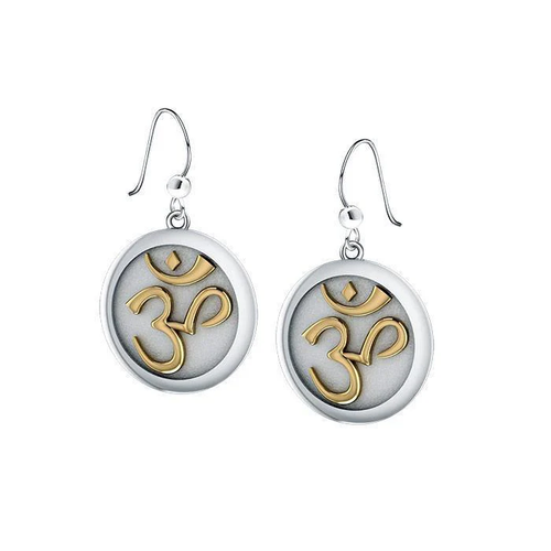 Boucles D'Oreilles Clous Argent Sterling 925 - Symbole Om Yoga Chakra - SZ77