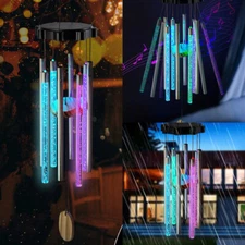 Chimes Color Changing Solar Wind LED Lights Large Deep Tone Resonant Bell Tubes