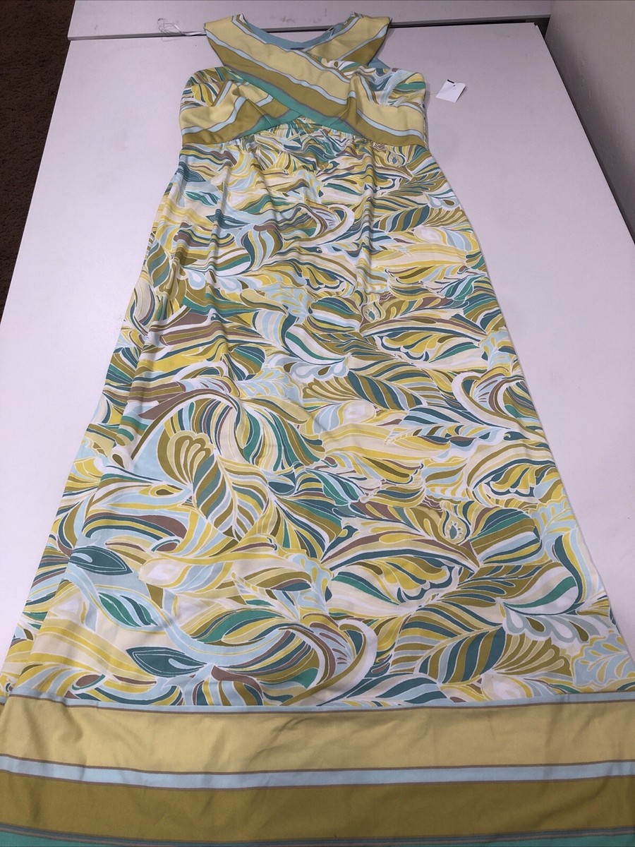 Rabbit Rabbit Rabbit Designs V- Neck Long Dress Citrus Yellow/Blue