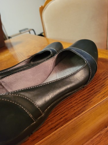 Black Leather Shallow Toe Flats By Life Stride Sz 9.5. Clean Pre-owned Condtn - Picture 8 of 12