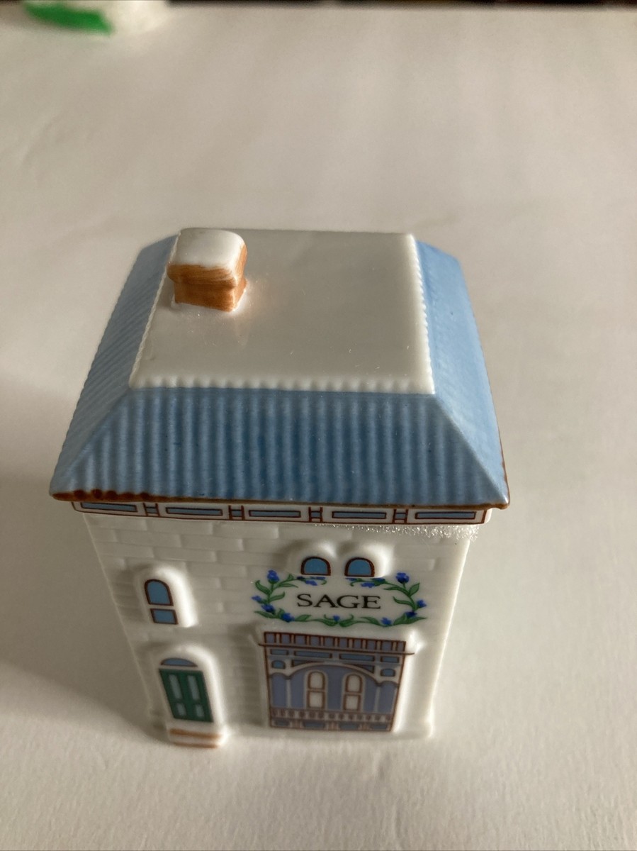 1989 Lenox Spice Village Fine Porcelain Spice Jar - Sage - Jar