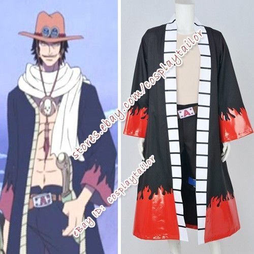 Cosplay Anime One piece Portgas·D· Ace Costume Halloween Suit Wig Outfit  Coat