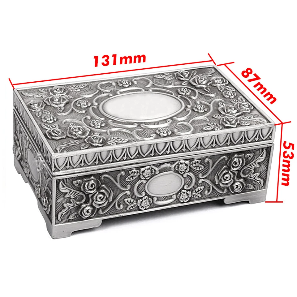 Personalised Antique Metal Trinket Box Jewellery Storage Gift for Daughter Mum - Image 2 of 4