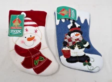 2 NWT Holiday Traditions 7" Mini Santa Themed Christmas Stockings -L-