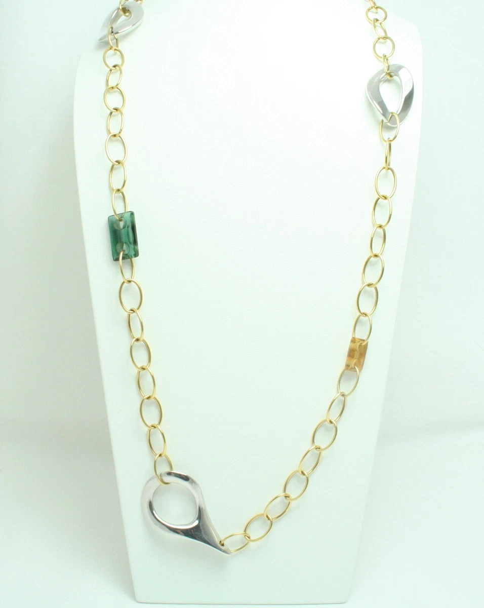 Collana lunga fantasia grigia e oro | Gioiello elegante 45 cm Collana lunga fantasia grigia e oro | Gioiello elegante 45 cm