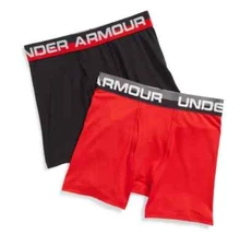Under Armour L111550 Boys Black Red 2-Pack Solid Performance Briefs Size Large