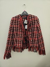 Marciano Fringe Checked Dogtooth Blazer