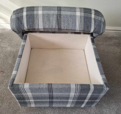 Storage Footstool Porter & Stone Balmoral Tartan Check Fabric Pouffe Ochre - Picture 41 of 55