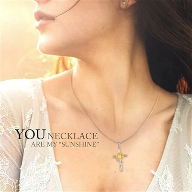 Collar Cruz Girasol para Mujer You Are My Sunshine Collar Foto 2 de 2