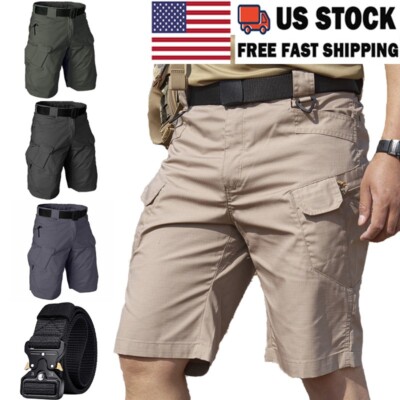 Mens Tactical Cargo Shorts Waterproof Shorts Outdoor Hiking