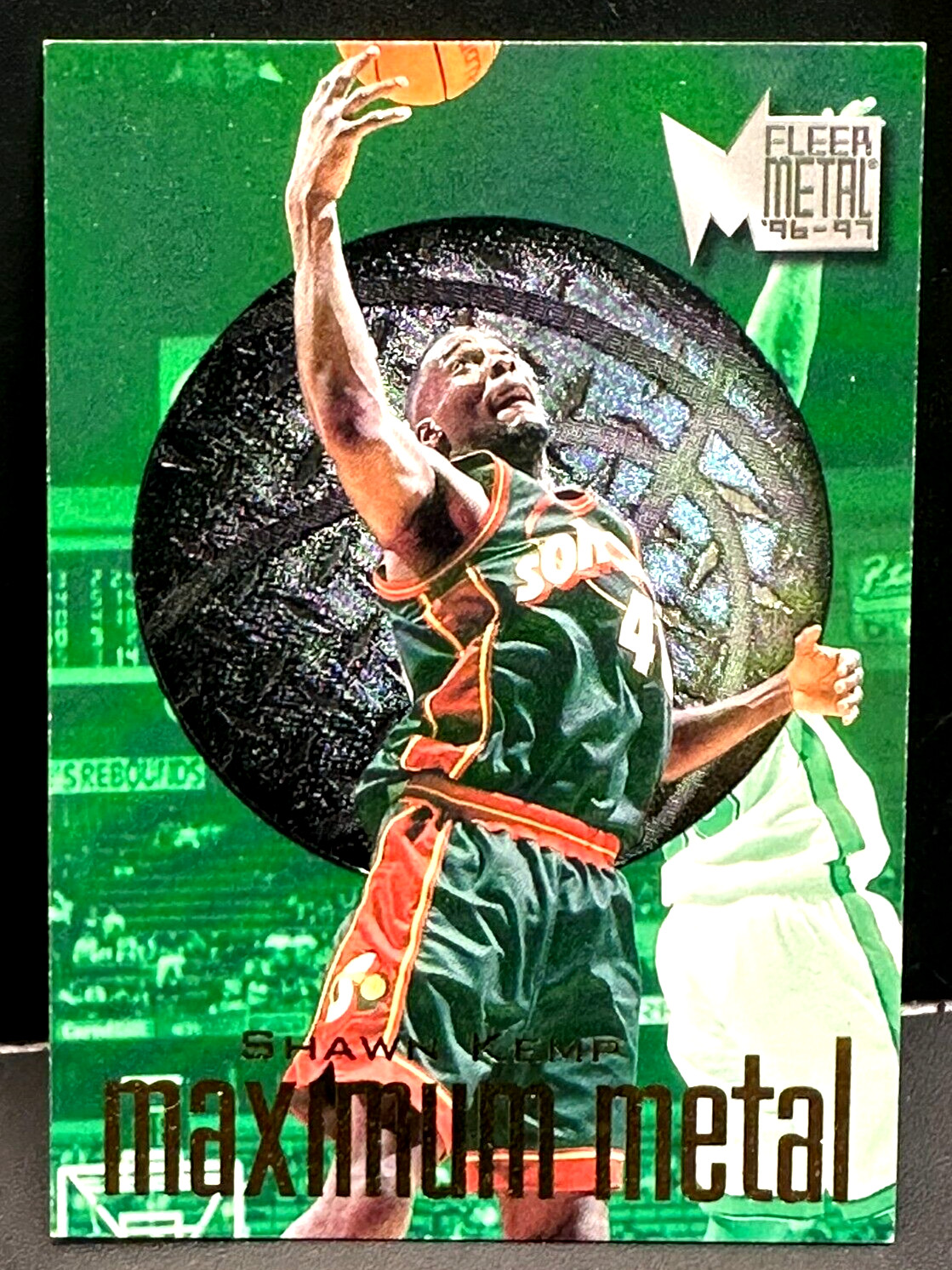 Shawn Kemp 1996-97 Fleer Metal Basketball Maximum Metal Insert SP #12 Sonics