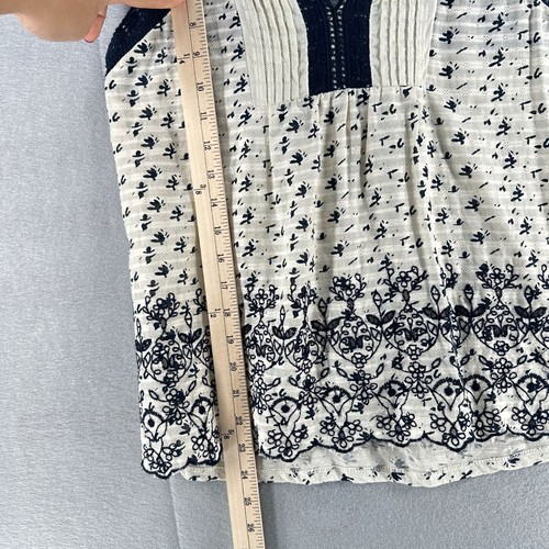 Lucky Brand Womens Peasant Tops S Cream Boho Flutter Sleeve Crochet Lace Boho - Picture 9 of 17