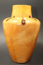 Vintage Norfolk Island Pine Wood Turned 8.5 in Vessel Vase