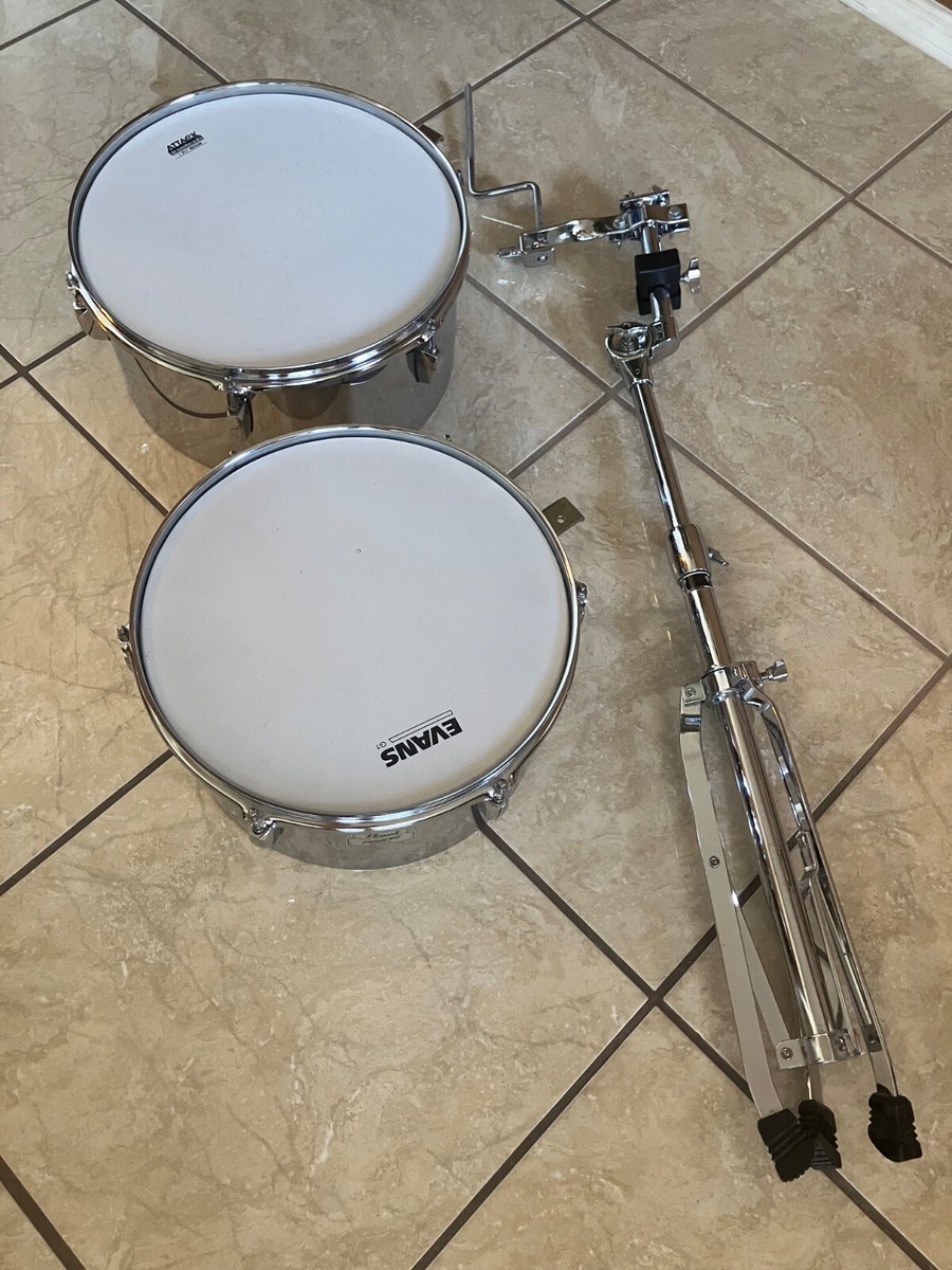Pearl Primero Steel Timbales 13 and 14 with stand and LP cowbell