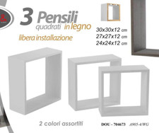 3 Mensole Parete MODULI PENSILE Cubo Mensola Scaffale BIANCO OLMO ASS 30/27/24