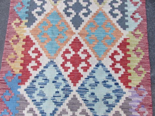 Vintage Traditional Hand Made Oriental Pink Wool Narrow Kilim Runner 300x84cm - Picture 8 of 14