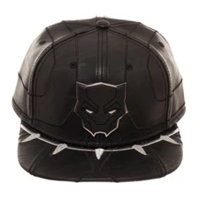 Marvel Comics Black Panther Movie Hat Faux Leather Snapback Metal Logo Suit Up
