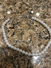 Claire’s Girls Faux Pearl Necklace Adjustable Chain Choker