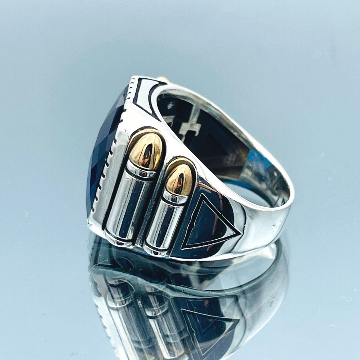Men Silver Blue Stone Ring, 925k Sterling Silver, Handmade