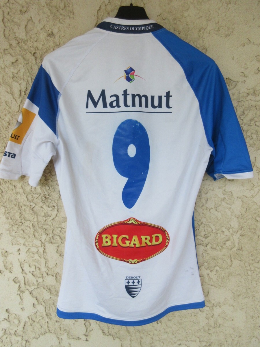 Maillot Rugby Castres Olympique 2014/2015 – Porté N°9 – Kipsta – Taille M/L – Blanc