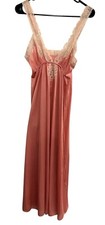 Vintage Kayser Pink Nightgown Lace Trimmed Straps Bodice Sz Small Coquette Fairy