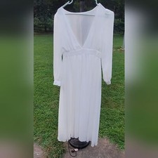 White Dresslink Empire Waist Maxi Weeding Parties Dress Size Large