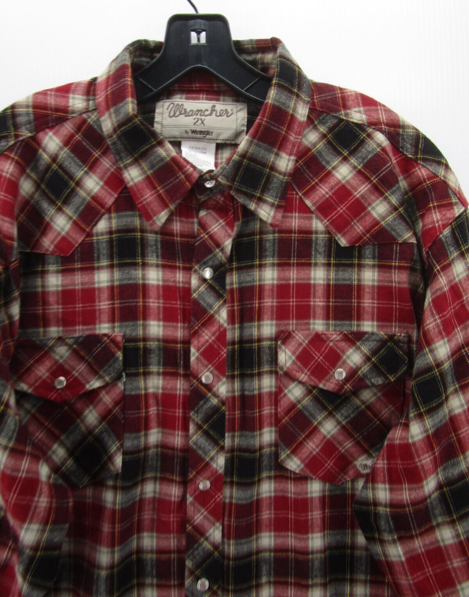 Chemise Wrangler Wrancher 2XL Rouge Flanelle – Western Snaps Homme