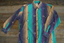 Vintage Express Rider Aztec Tribal Western Shirt Mens  XL SEE PICS FOR MEAS. 