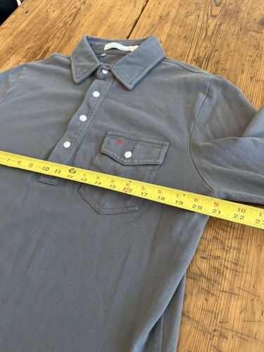 Criquet Long Sleeve Polo Shirt Pocket Solid Dark Gray Collared Mens Sz M - Picture 7 of 8