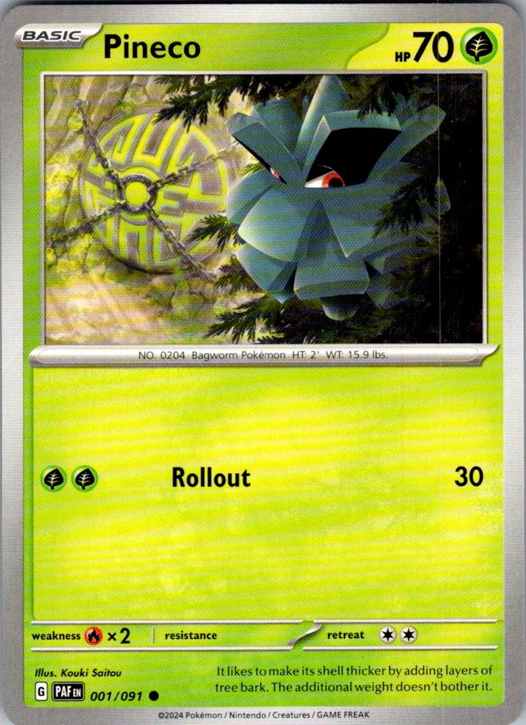 Pineco Paldean Fates 001/091 Common Pokemon Near Mint