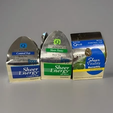 3 Leggs Sheer Energy Vitality Pantyhose Queen Suntan Taupe Sheer Toe Control Top