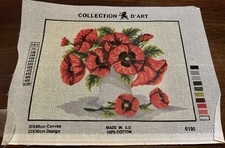 Collection d Art Poppy Flowers Needlepoint Canvas 12 x 16 Floral Design